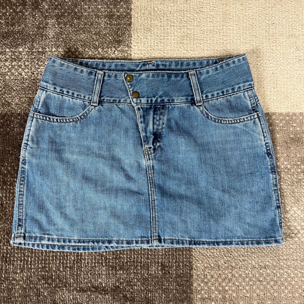 Y2K American Eagle Outfitters Denim Mini Micro Skirt Blue Womens Size 0